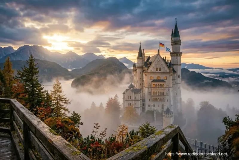 Schloss Neuschwanstein in alpiner Berglandschaft