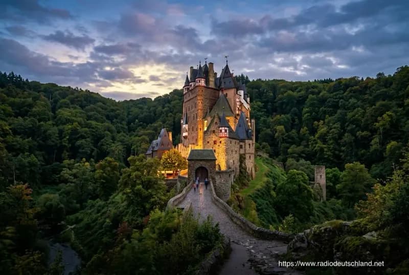 Burg Eltz in bewaldeter Tallandschaft